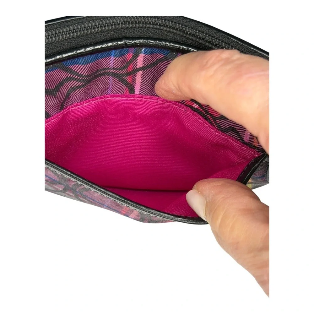 Coach Signature Plaid Wristlet Zip Wallet Pouch | Subtle Shimmer | Pink Interior - Picture 5 of 8